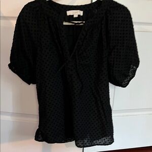 LOFT Black Textured Blouse